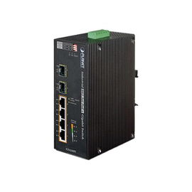 Switch industrial No administrable de 4 puertos PoE 10/100/1000T 802.3at, 2 Puertos SFP 10/1000X Switch industrial No administrable de 4 puertos PoE 10/100/1000T 802.3at, 2 Puertos SFP 10/1000X