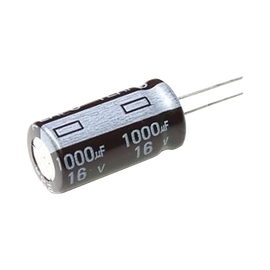 Capacitor Electrolítico de Aluminio, 1000 µFd, 16 Vcd, 10 x 15 mm, 105 °C.