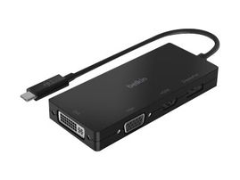 Belkin - Adaptador de vídeo - 24 pin USB-C macho a HD-15 (VGA), DVI-I, HDMI, DisplayPort hembra - negro - compatibilidad con 4K