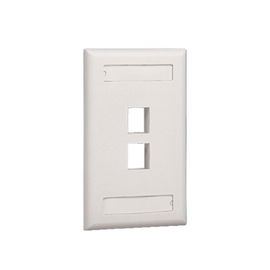 Placa de Pared Vertical, Salida Para 2 Puertos Keystone, Con Espacios Para Etiquetas, Color Marfil Placa de Pared Vertical, Salida Para 2 Puertos Keystone, Con Espacios Para Etiquetas, Color Marfil