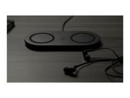 Belkin Dual Wireless Charging Pads - Base de carga inalámbrica + adaptador de corriente CA - 10 vatios - negro