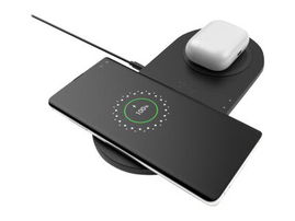 Belkin Dual Wireless Charging Pads - Base de carga inalámbrica + adaptador de corriente CA - 10 vatios - negro