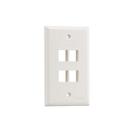 Placa de Pared Vertical, Salida Para 4 Puertos Keystone, Color Marfil Placa de Pared Vertical, Salida Para 4 Puertos Keystone, Color Marfil