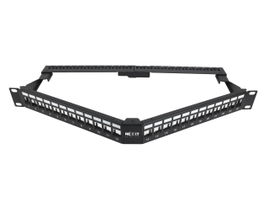 Nexxt Solutions Infrastructure - Patch panel - Cold-rolled steel - Black with silver extrusion - Angled Mod SH 24P 1U Nexxt Solutions Infrastructure - Patch panel - Cold-rolled steel - Black with silver extrusion - Angled Mod SH 24P 1U