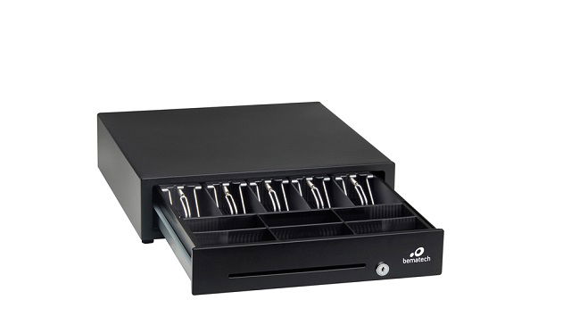 Bematech Logic Controls Cajon de Dinero - Negro - RJ-12 Cable Universal Incluido Para Conectar a Impresoras POS - Compatible con Impresoras Epson y Star - 5-Billetes- 6-Monederos - Dimensiones 16