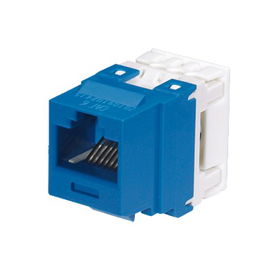 Conector Jack Estilo 110 (de Impacto), Tipo Keystone, Categoría 6, de 8 posiciones y 8 cables, Color Azul Conector Jack Estilo 110 (de Impacto), Tipo Keystone, Categoría 6, de 8 posiciones y 8 cables, Color Azul