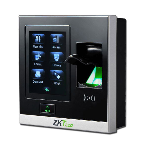 Capacidad de detección de huella: 1,500 - TCP/IP, USB Host - Capacidad Record: 80,000 - DC 12V/3A - 105 x 105 x 32mm - 2.8 Pulgadas de pantalla táctil resistiva - alarma - No Incluye fuente de poder