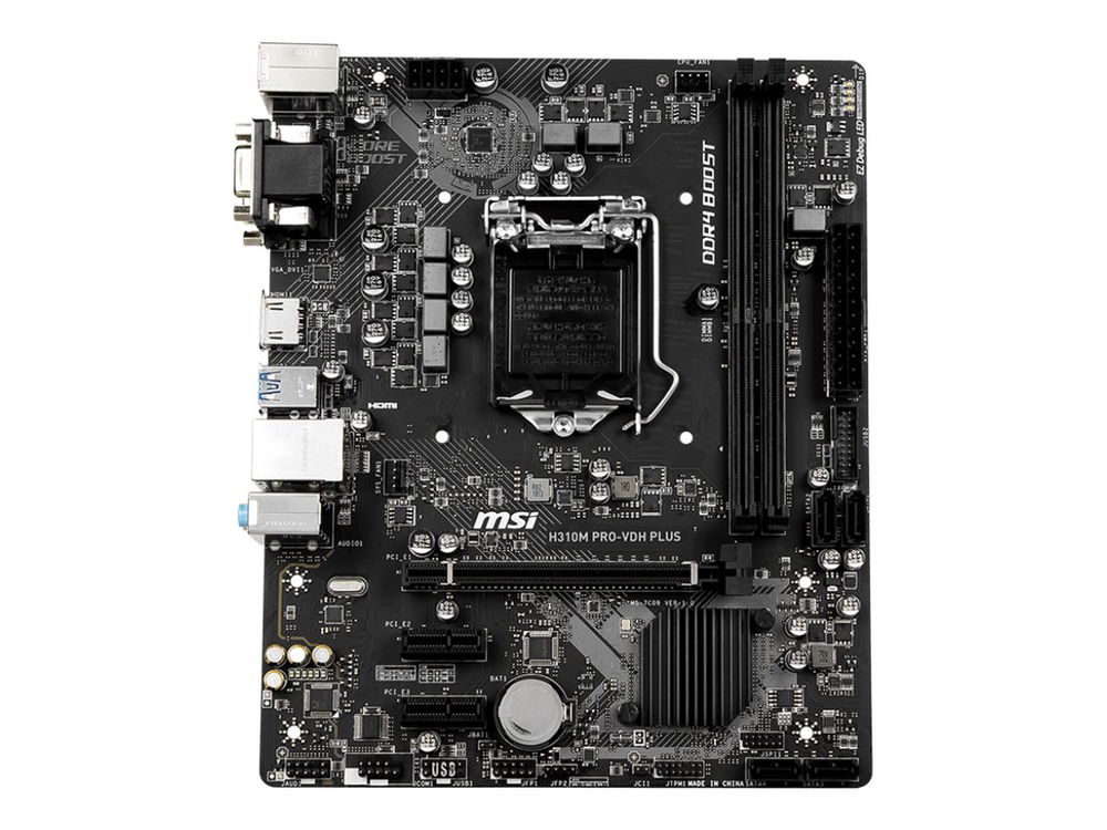 MSI H310M PRO-VDH PLUS - Placa base - micro ATX - LGA1151 Socket - H310 Chipset - USB 3.1 Gen 1 - Gigabit LAN - Tarjeta gráfica (CPU necesaria) - HD Audio (8-canales) MSI H310M PRO-VDH PLUS - Placa base - micro ATX - LGA1151 Socket - H310 Chipset - USB 3.1 Gen 1 - Gigabit LAN - Tarjeta gráfica (CPU necesaria) - HD Audio (8-canales)