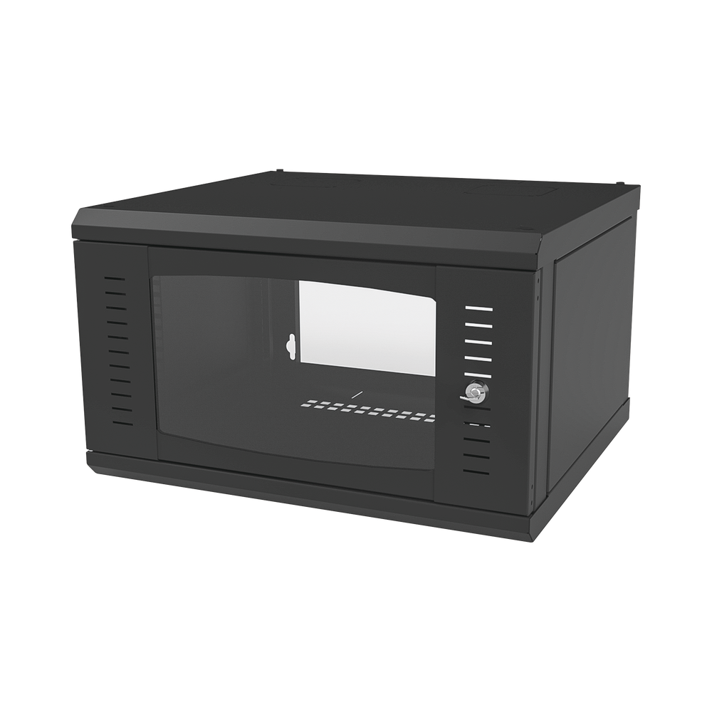 Gabinete para Montaje en Pared, Puerta de Cristal Templado, Cuerpo Fijo con Rack 19