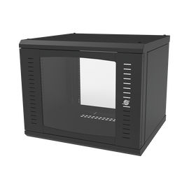 Gabinete para Montaje en Pared, Puerta de Cristal Templado, Cuerpo Fijo con Rack 19