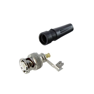 Conector BNC macho para cable coaxial RG59/RG6 con base negra de PVC Conector BNC macho para cable coaxial RG59/RG6 con base negra de PVC