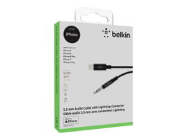 Belkin - Cable de Lightning a conector de auriculares - Lightning macho a mini-phone stereo 3.5 mm macho - 91.4 cm - negro Belkin - Cable de Lightning a conector de auriculares - Lightning macho a mini-phone stereo 3.5 mm macho - 91.4 cm - negro