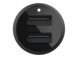 Belkin Dual Charger - Adaptador de corriente para el coche - 24 vatios - 4.8 A - 2 conectores de salida (USB) - en el cable: Lightning - negro