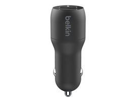 Belkin Dual Charger - Adaptador de corriente para el coche - 24 vatios - 4.8 A - 2 conectores de salida (USB) - en el cable: Lightning - negro