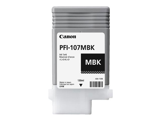 Canon PFI-107 MBK - 130 ml - negro mate - original - depósito de tinta - para imagePROGRAF iPF670, iPF680, iPF685, iPF770, iPF780, iPF785 Canon PFI-107 MBK - 130 ml - negro mate - original - depósito de tinta - para imagePROGRAF iPF670, iPF680, iPF685, iPF770, iPF780, iPF785