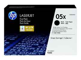 HP 05X - Paquete de 2 - Alto rendimiento - negro - original - LaserJet - cartucho de tóner (CE505XD) - para LaserJet P2035, P2035n, P2055, P2055d, P2055dn, P2055x