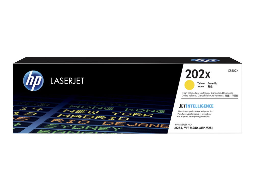 HP 202X - Alto rendimiento - amarillo - original - LaserJet - cartucho de tóner (CF502X) - para Color LaserJet Pro M254dw, M254nw, MFP M280nw, MFP M281cdw, MFP M281fdn, MFP M281fdw HP 202X - Alto rendimiento - amarillo - original - LaserJet - cartucho de tóner (CF502X) - para Color LaserJet Pro M254dw, M254nw, MFP M280nw, MFP M281cdw, MFP M281fdn, MFP M281fdw