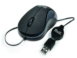Klip Xtreme - Mouse - Wired - USB - Black - retractable-1000dpi
