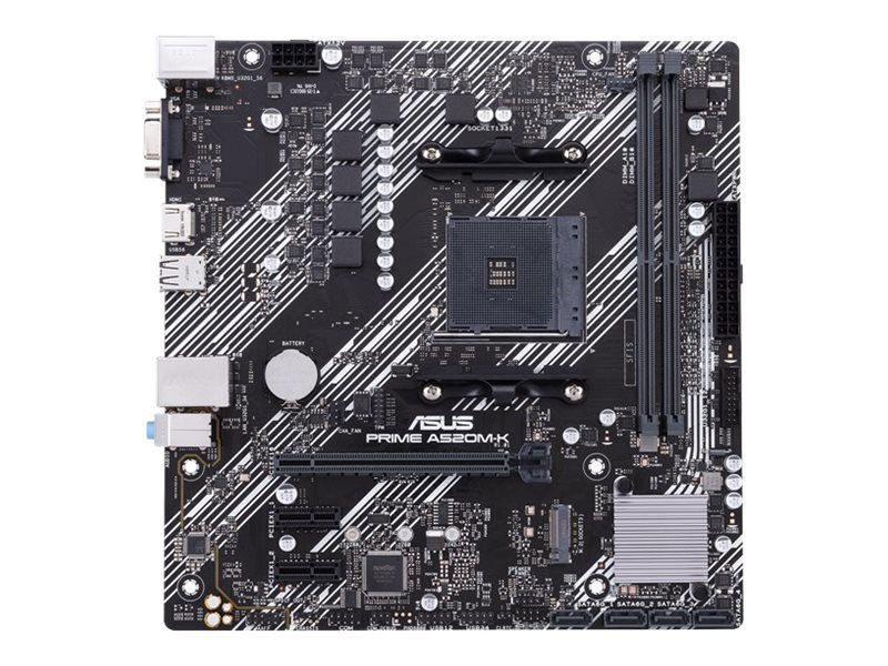 ASUS PRIME A520M-K - Placa base - micro ATX - Socket AM4 - AMD A520 Chipset - USB 3.2 Gen 1 - Gigabit LAN - Tarjeta gráfica (CPU necesaria) - HD Audio (8-canales)