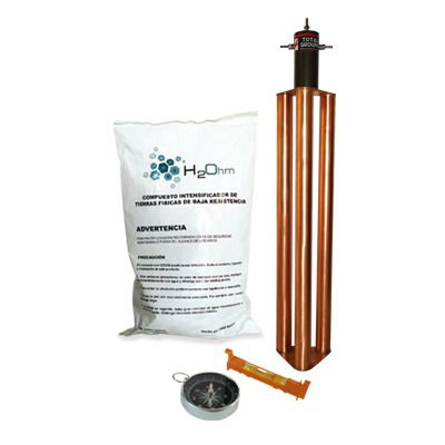 Kit de Puesta a Tierra de 100 Amperes con Electrodo, Filtro y Compuesto H2Ohm. Kit de Puesta a Tierra de 100 Amperes con Electrodo, Filtro y Compuesto H2Ohm.