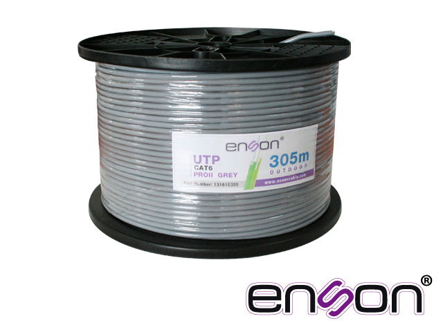 CABLE UTP CAT6 ENSON 13161G305 SERIE PRO-II CALIBE 23 AWG 100% COBRE DE ALTO RENDIMIENTO BOBINA DE 305 METROS FORRO PVC COLOR GRIS USO EXTERIOR RECOMENDADO PARA CCTV, VIDEO IP Y REDES BASE 10,100,1000 CABLE UTP CAT6 ENSON 13161G305 SERIE PRO-II CALIBE 23 AWG 100% COBRE DE ALTO RENDIMIENTO BOBINA DE 305 METROS FORRO PVC COLOR GRIS USO EXTERIOR RECOMENDADO PARA CCTV, VIDEO IP Y REDES BASE 10,100,1000