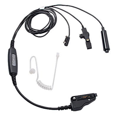 Three-wire Mini Lapel Microphone with Earpiece, Black color Universal Connector (IS)
