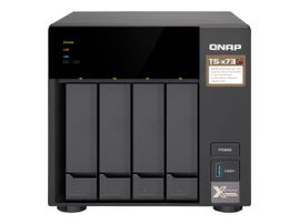 QNAP TS-473-4G - Servidor NAS - 4 compartimentos - SATA 6Gb/s - RAID 0, 1, 5, 6, 10, JBOD, 5 Hot Spare, intercambio en caliente 6, 10 repuesto rápido - RAM 4 GB - Gigabit Ethernet - iSCSI soporta