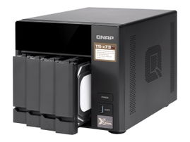 QNAP TS-473-4G - Servidor NAS - 4 compartimentos - SATA 6Gb/s - RAID 0, 1, 5, 6, 10, JBOD, 5 Hot Spare, intercambio en caliente 6, 10 repuesto rápido - RAM 4 GB - Gigabit Ethernet - iSCSI soporta
