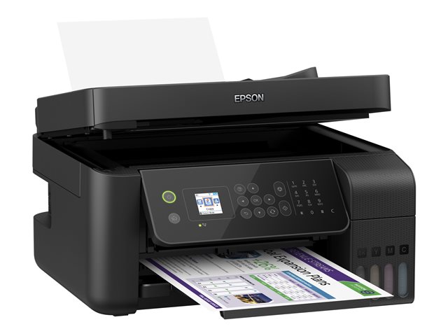 Epson EcoTank L5190 - Impresora multifunción - color - chorro de tinta -  refillable - 216 x 297 mm (original) - A4/Legal (material) - hasta 7.7 ppm  (copiando) - hasta 10 ppm (impresión) - 100 hojas - 33.6 Kbps - USB 2.0,  LAN, Wi-Fi(n)