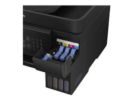 Epson EcoTank L5190 - Impresora multifunción - color - chorro de tinta - rellenable - 216 x 297 mm (original) - A4/Legal (material) - hasta 7.7 ppm (copiando) - hasta 10 ppm (impresión) - 100 hojas - 33.6 Kbps - USB 2.0, LAN, Wi-Fi(n)