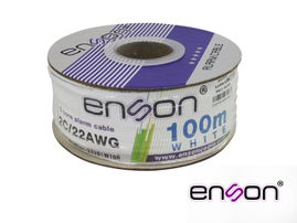 CABLE DE ALARMA ENSON 33201W100 SERIE PRO-II MULTIFILAR  2C/22 AWG BOBINA DE 100 METROS FORRO PVC COLOR BLANCO PARA USO INTERIOR DISEÑADO PARA CONEXIONES DE SISTEMAS DE ALARMA