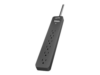 APC Essential Surgearrest PE63 - Protector contra sobretensiones - AC 104-126 V - 1200 vatios - conectores de salida: 6 - 91 cm cable - gris, negro - para P/N: AR106SH4, AR106SH6, AR109SH4, AR109SH6, AR112SH4, AR112SH6
