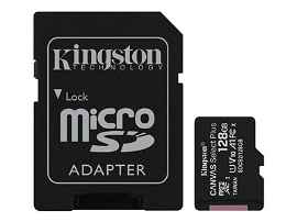 Kingston Canvas Select Plus - Tarjeta de memoria flash (adaptador microSDXC a SD Incluido) - 128 GB - A1 / Video Class V10 / UHS Class 1 / Class10 - microSDXC UHS-I