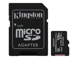Kingston Canvas Select Plus - Tarjeta de memoria flash (adaptador microSDXC a SD Incluido) - 128 GB - A1 / Video Class V10 / UHS Class 1 / Class10 - microSDXC UHS-I
