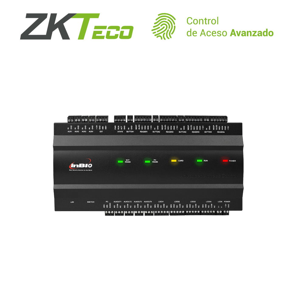 PANEL DE CONTROL DE ACCESO AVANZADO ZKTECO INBIO260 2PUERTAS/4LECTORAS/3000HUELLAS/30,000TARJETAS/100,000REGISTROS TCPIP/RS485/2INOUTAUX COMPATIBLE CON LECTORAS SERIE KR Y FR PANEL DE CONTROL DE ACCESO AVANZADO ZKTECO INBIO260 2PUERTAS/4LECTORAS/3000HUELLAS/30,000TARJETAS/100,000REGISTROS TCPIP/RS485/2INOUTAUX COMPATIBLE CON LECTORAS SERIE KR Y FR