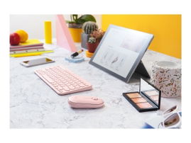 Logitech Pebble M350 - Ratón - óptico - 3 botones - inalámbrico - Bluetooth, 2.4 GHz - receptor inalámbrico USB - rosa