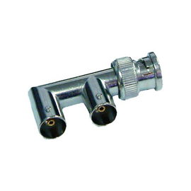 Type F Adaptor, from BNC Male to Double BNC Female Connectors, 75 Ohm.