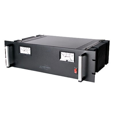 Fuente de poder 13.8Vcd, 50A, lineal regulada con circuito cargador de baterías, medidores, para instalación en rack