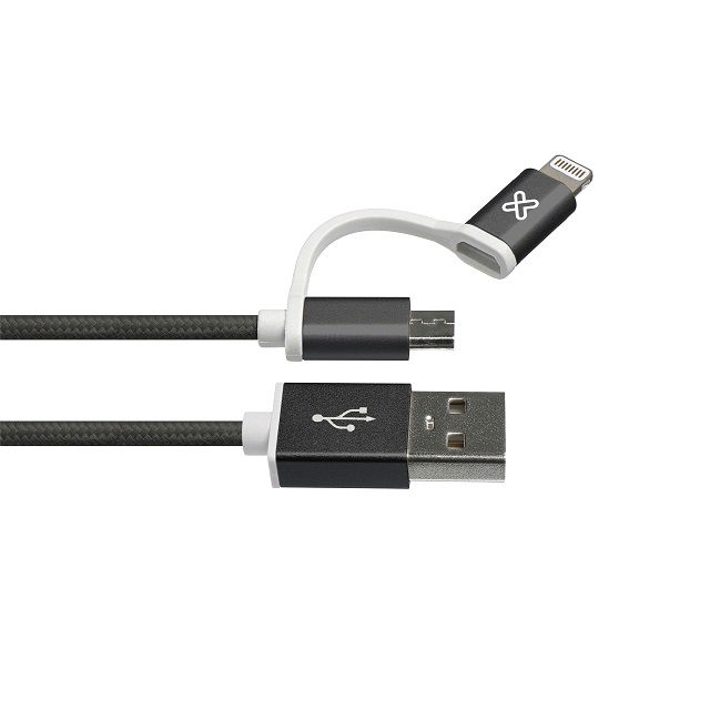 Klip Xtreme - USB cable - Apple Lightning / Micro-USB Type B - 4 pin USB Type A - 1 m - Black - 2in1 Braided Klip Xtreme - USB cable - Apple Lightning / Micro-USB Type B - 4 pin USB Type A - 1 m - Black - 2in1 Braided