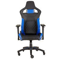 CORSAIR T1 RACE 2018 - Silla - silla reclinable - reposabrazos - forma de T - nailon, espuma de poliuretano, piel de poliuretano, marco de metal, cuero PVC 3D - negro, azul