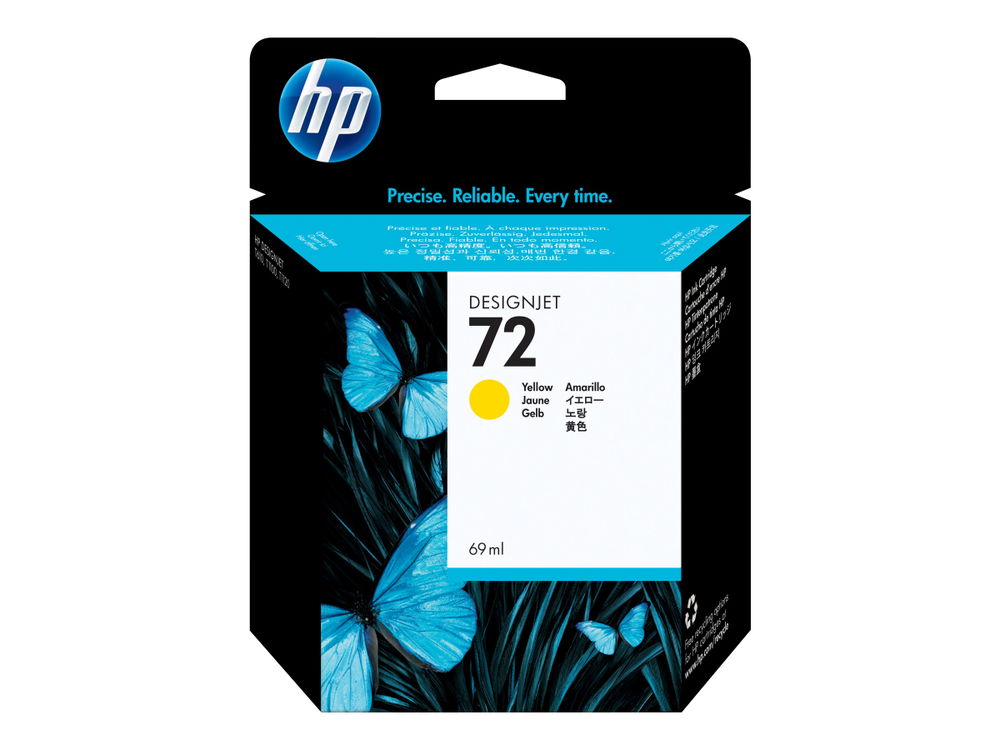 HP 72 - 69 ml - amarillo - original - DesignJet - cartucho de tinta - para DesignJet T1100, T1100ps, T1200, T1200ps, T1300, T610, T620, T770, T790