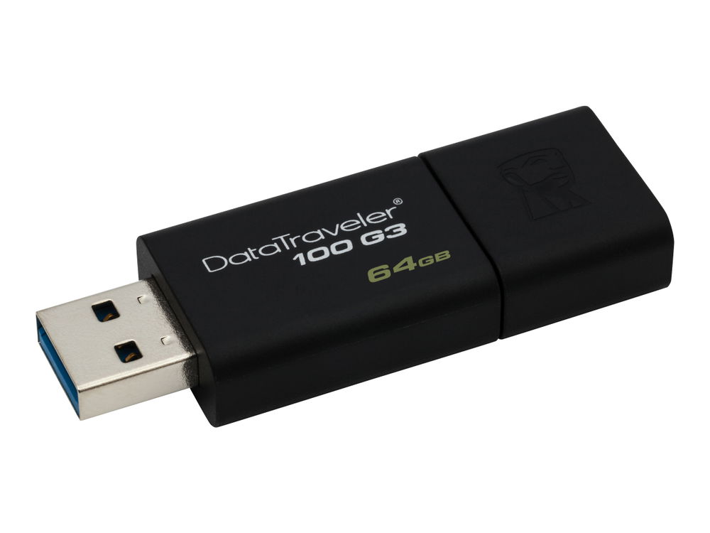 Kingston DataTraveler 100 G3 - Unidad flash USB - 64 GB - USB 3.0 - negro Kingston DataTraveler 100 G3 - Unidad flash USB - 64 GB - USB 3.0 - negro