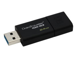 Kingston DataTraveler 100 G3 - Unidad flash USB - 64 GB - USB 3.0 - negro