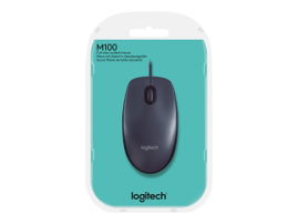Logitech M100 - Ratón - diestro y zurdo - óptico - 3 botones - cableado - USB - negro