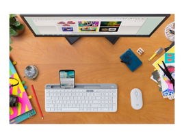 Logitech Pebble M350 - Ratón - óptico - 3 botones - inalámbrico - Bluetooth, 2.4 GHz - receptor inalámbrico USB - blanco