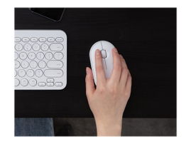 Logitech Pebble M350 - Ratón - óptico - 3 botones - inalámbrico - Bluetooth, 2.4 GHz - receptor inalámbrico USB - blanco