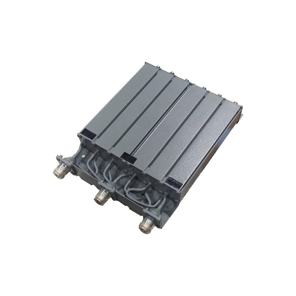 UHF SYSCOM Duplexer, 6 Cavities for 470-490 MHz, 50 Watt, 5 MHz Split, Reject Band, N Females.