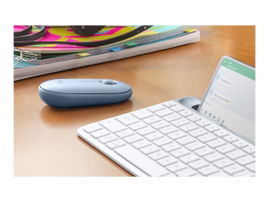 Logitech Pebble M350 - Ratón - óptico - 3 botones - inalámbrico - Bluetooth, 2.4 GHz - receptor inalámbrico USB - gris azulado