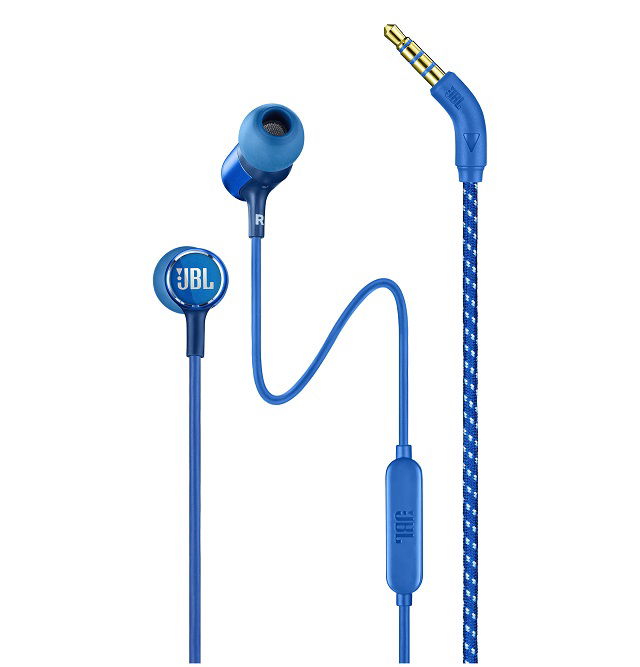 JBL LIVE 100 - Auriculares internos con micro - en oreja - cableado - conector de 3,5 mm - azul