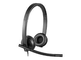 Logitech H570e Wired Headset, Stereo Headphones with Noise-Cancelling Microphone, USB, in-Line Controls with Mute Button, Indicator LED, PC/Mac/Laptop - Black - Auricular - en oreja - cableado - USB - Certificado para Skype Empresarial, con certifica